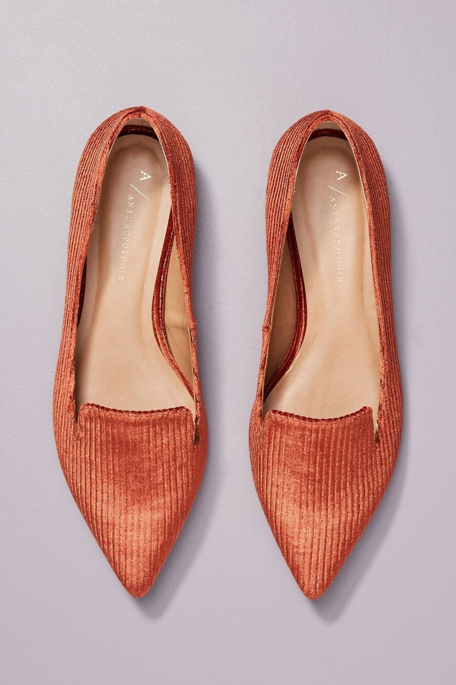 Anthropologie Velvet Loafers Medium Orange - 8